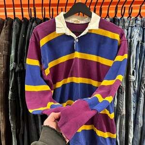 Vintage 1960s Canterbury Striped Rugby Shirt — Large — Made in NZ